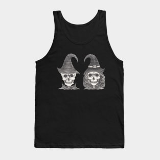 Couple witch and wizard skull. Tank Top